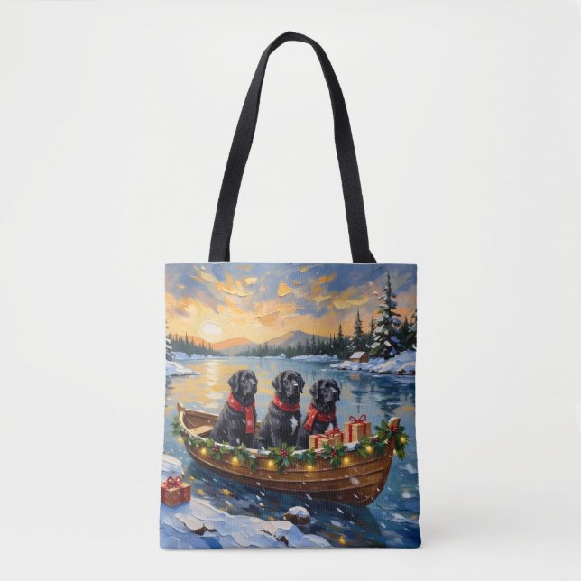 Neufundländer-Hund-Weihnachtsboot-Feiertag (Vorderseite)