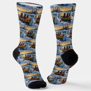 Neufundländer-Hund-Weihnachtsboot-Feiertag Socken