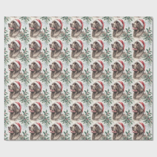 Neufundländer-Hund-Weihnachtsgeschenkpapier Geschenkpapier (Flach)