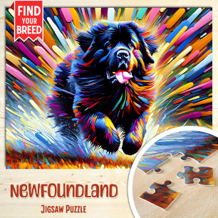 Neufundländer-Hundporträt Acryl-Kunst Druck Hund Puzzle