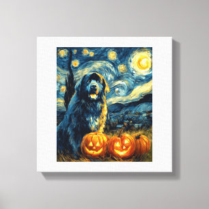 Neufundländer Newfie Süßer Hund Halloween Jack O L Leinwanddruck