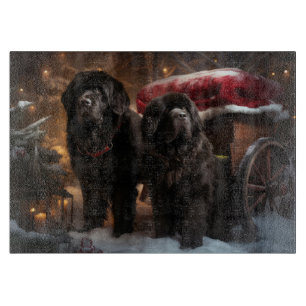 Neufundländer Schneeschlitten Weihnachtsdekoration Schneidebrett