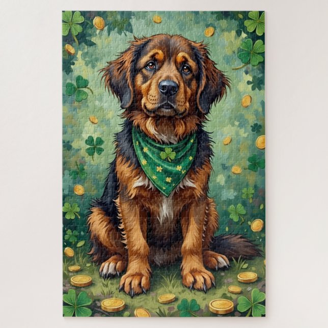 Neufundländer St. Patrick’s Day Glückshund Puzzle (Vertikal)