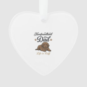Neufundländer-Vatertags-Leben ist hart Retro-Hunde Ornament