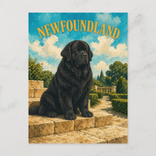 Neufundländer, Vintage-Wasserfarben-Hundekunst Postkarte