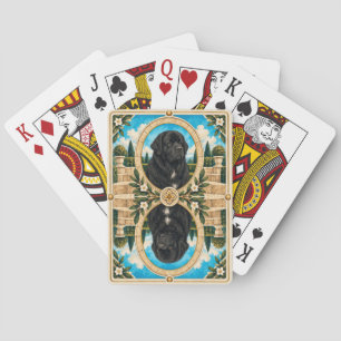 Neufundländer, Vintage-Wasserfarben-Hundekunst Spielkarten