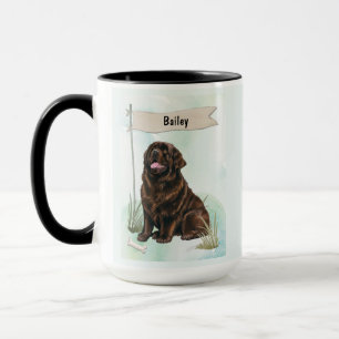 Neufundländer Wasserfarbe Personalisierter Hund Tasse
