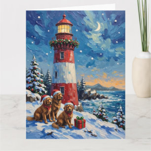 Neufundländer-Weihnachts-Leuchtturm-Feiertag Karte