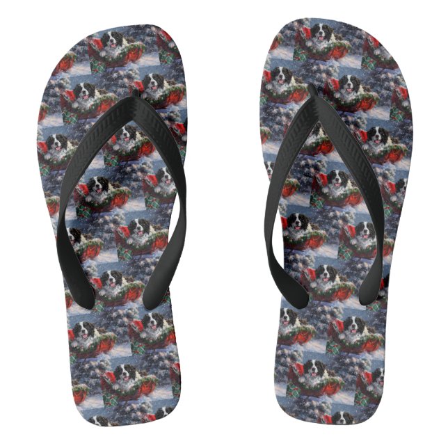 Neufundländer Weihnachtsfest Flip Flops (Fußbett)
