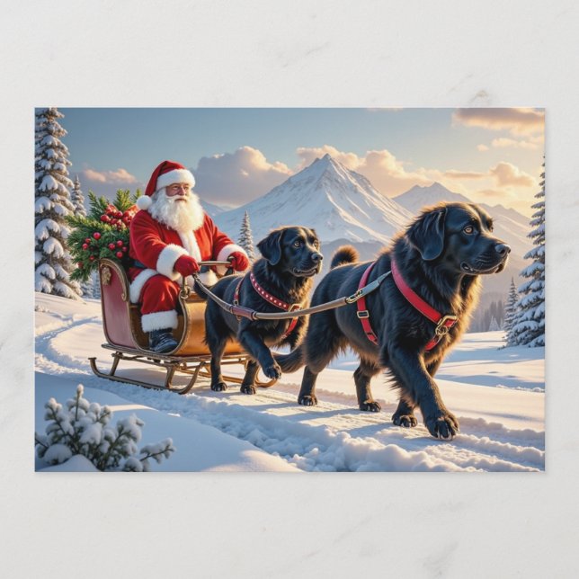Neufundländer-Weihnachtskarte Feiertagskarte (Vorderseite)