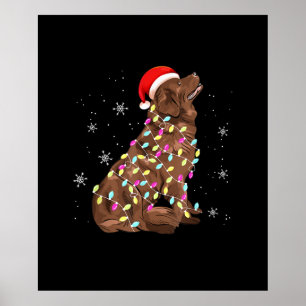 Neufundländer-Weihnachtslicht Lustiger Hundebesi Poster