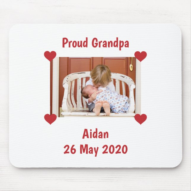 Neugeborene Ankündigung Liebe Grandpa Baby Foto Mousepad (Vorne)