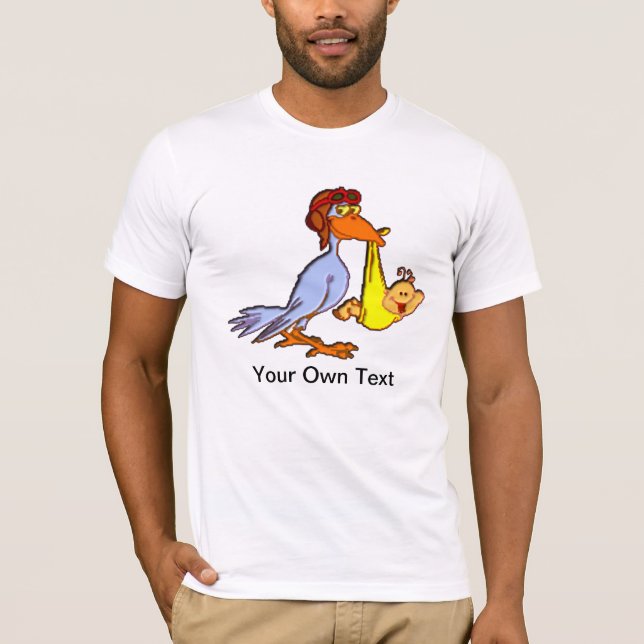 Neugeborene Ankunft - Storchenlieferung T-Shirt (Vorderseite)