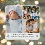 Neugeborene Babys und Foto Keramikornament<br><div class="desc">Dieses niedliche Neugeborenenschmuck ist der perfekte Weg, um das erste Weihnachtsfest des Babys zu feiern! Drei Ihrer eigenen Fotos machen dies zu einem einzigartigen Zuhause. Einfach Ihre Fotos und den Namen des Babys und wichtige Statistiken hinzufügen. Es ist eine einzigartige und stilvolle Art, ein kleines in die Welt zu empfangen....</div>