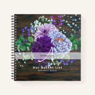 Neugeborene BUCKET LIST Foto Rustikale Lila Blüte Notizbuch