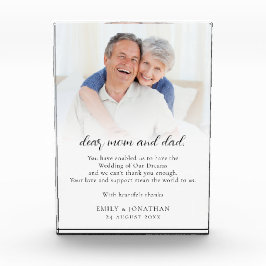 Neugeborene dank der Hochzeit von Eltern Fotoblock