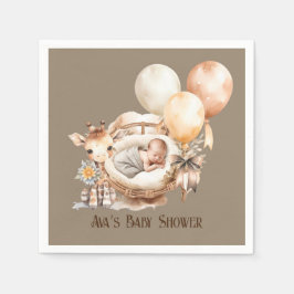 Neugeborene Erde Tone Giraffe Balloons Babydusche Serviette