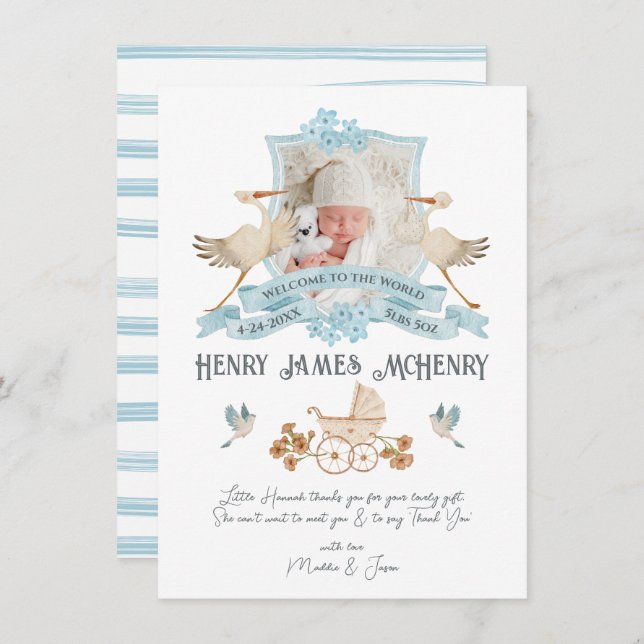 Neugeborene Geburtshilfe Ankündigung Foto Wappen S (Vorne/Hinten)