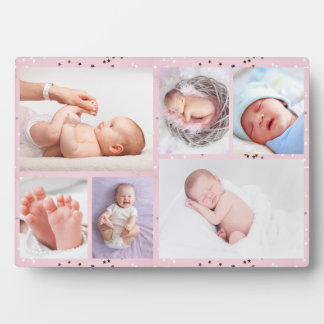 Neugeborene Mädchen Personalisiert 6 Foto rosa Fotoplatte