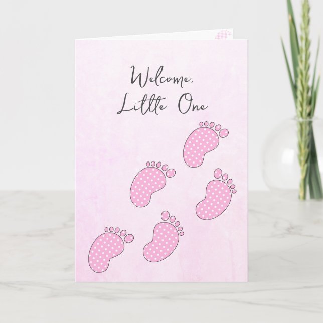 Neugeborene Polka Dot Baby Footprints Karte (Vorderseite)