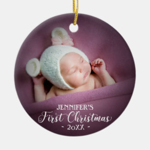 Neugeborene Weihnachten Fügen Sie Ihr Foto hinzu Keramik Ornament