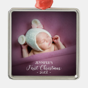 Neugeborene Weihnachten Fügen Sie Ihr Foto hinzu Ornament Aus Metall