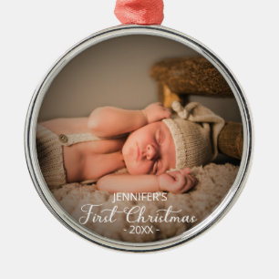 Neugeborene Weihnachten Fügen Sie Ihr Foto Metal Ornament Aus Metall