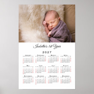 Neugeborenen-Foto-Kalender 2027 für das erste Jahr Poster