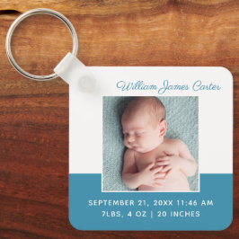 Neugeborener Baby Boy Blue Foto Niedlich doppelsei Schlüsselanhänger