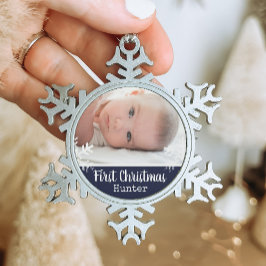 Neugeborenes 1. Weihnachtsgebäck Navy Blauer Schne Schneeflocken Zinn-Ornament