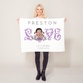 Neugeborenes Baby der farbigen LIEBE Purple Flower Fleecedecke