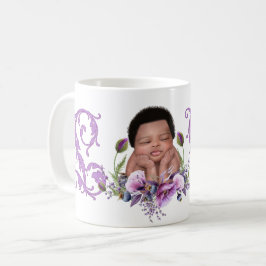 Neugeborenes Baby der farbigen LIEBE Purple Flower Kaffeetasse