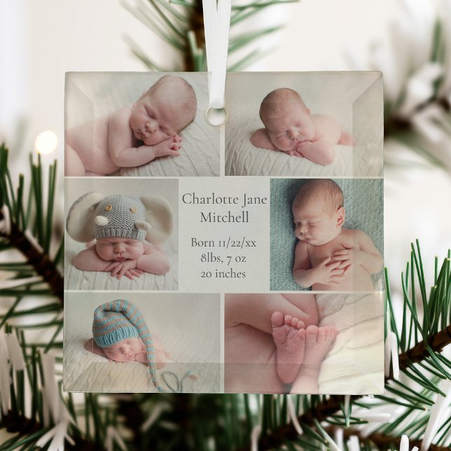 Neugeborenes Baby Foto Collage Keepake Weihnachten Ornament Aus Glas (Von Creator hochgeladen)