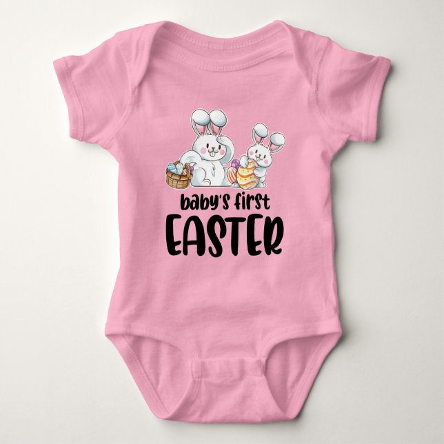 Neugeborenes Baby Girls Osteroutfit Bunny Baby Strampler (Vorderseite)