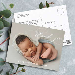 Neugeborenes Baby Statistik Foto Geburtsanzeige Postkarte