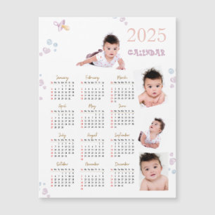 Neugeborenes erstes Jahr Foto 2025 Kalender Magnetkarte