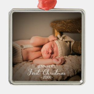 Neugeborenes First Christmas Custom Foto Ornament Aus Metall