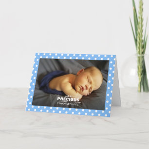 Neugeborenes Foto Baby Boy Blue Polka Dots Karte
