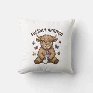 Neugeborenes Highland-Kalb Baby-Ankündigungsdesign Kissen