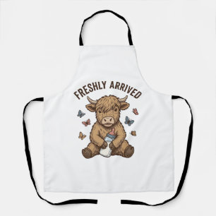 Neugeborenes Highland-Kalb Baby-Ankündigungsdesign Schürze