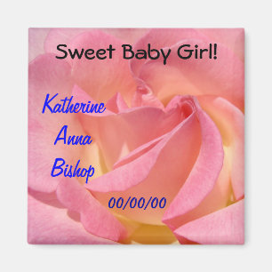Neugeborenes Mädchen Geschenke Magnete Rosa Rose