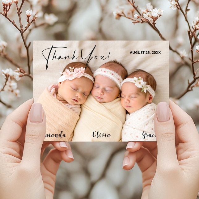 Neugeborenes Triplet Baby Vielen Dank Card Foto Po Postkarte (Von Creator hochgeladen)