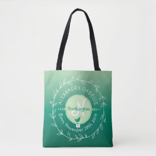 Neugeborenes Vogelbaby-Monogramm Ombre grüner
