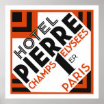 Neugestaltung des Art Deco Paris Poster<br><div class="desc">Unser Remake in höchster Bildqualität eines Art-Déco-Hotellabels von ca. 1930 für ein Hotel in der berühmtesten Pariser Straße. Hinweis: Sie können sogar,  wenn Sie an der Wand hängen,  das Poster nach rechts kippen,  um die Diamantform des Originaletiketts anzuzeigen.</div>