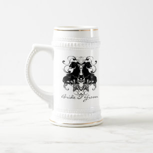 Neugestaltung von Vintage-Löwen mit Wirbeln Bierglas