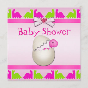 Neugezüchtetes Baby Girl Dinosaur Babydusche Einladung