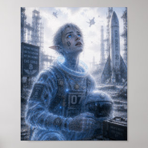 Neugier / Astronaut / Startplatz in der Wüste Poster
