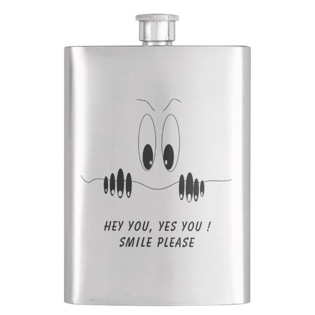 Neugier Augen Funny Flask Smile - Benutzerdefinier Flachmann (Vorderseite)