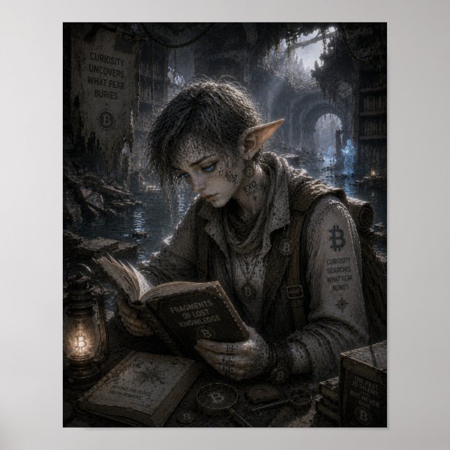 Neugier / Entdecker / Unterirdische Bibliothek Poster (Vorne)