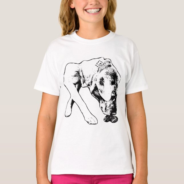 Neugier in einfarbigen Linien T-Shirt (Vorderseite)